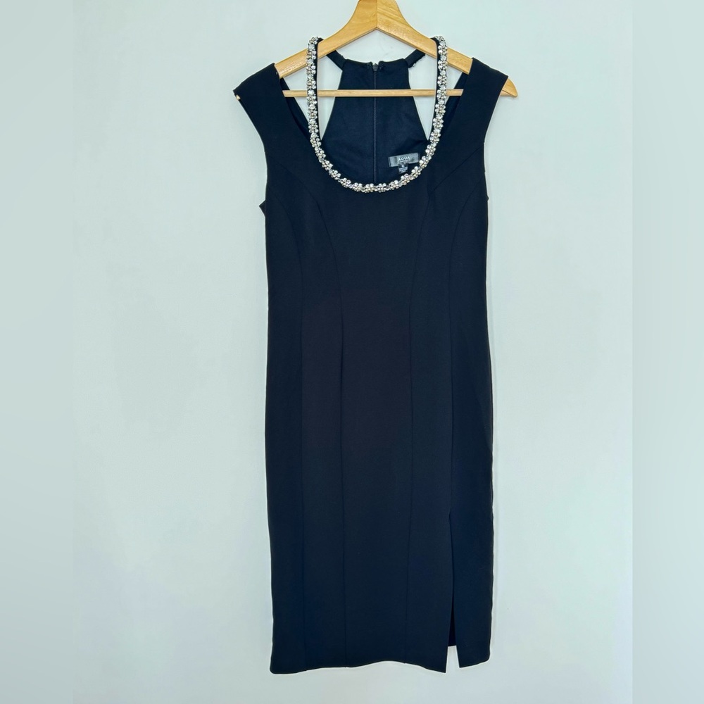 Aqua Women's Embellished Neck Sheath Dress Black Size 6 - Picture 7 of 9